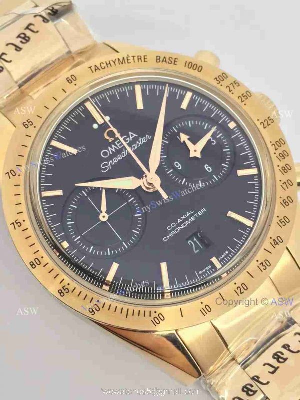(OM)Copy Swiss Omega Speedmaster Chronograph 9301 Watch All Gold Black 1