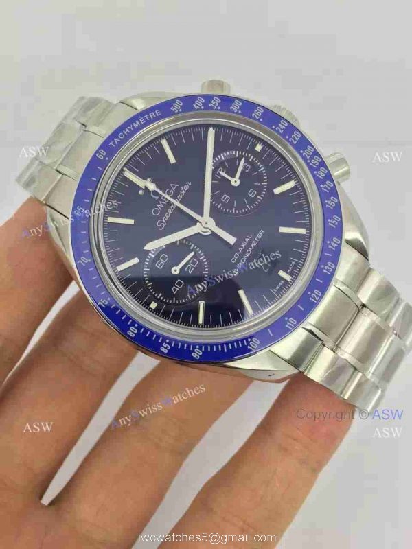 Copy Swiss Omega Speedmaster Watch SS Blue Chronograph 9300 1