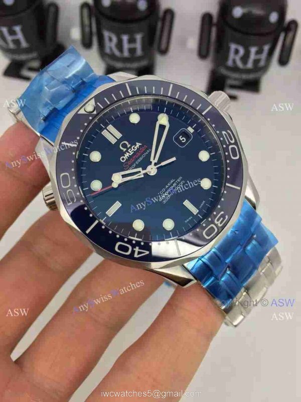 Grade 1A Omega Replica Watches James Bond Blue Ceramic Blue Dial 1