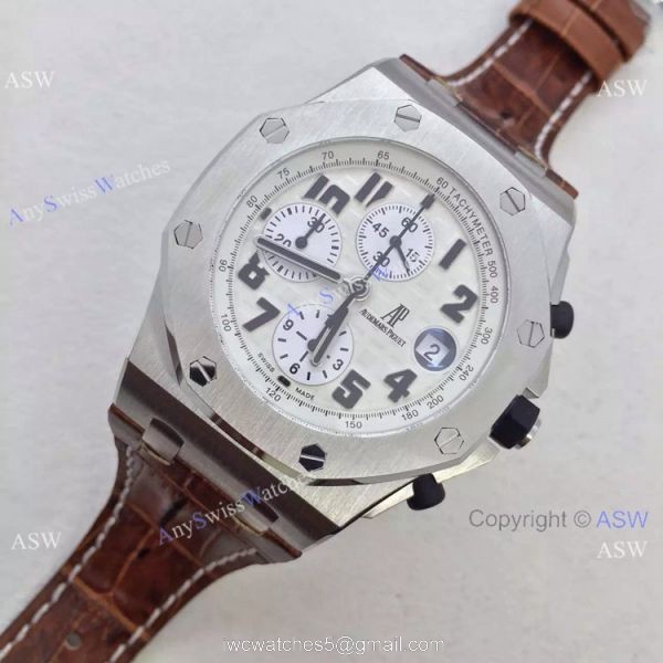 Replica Audemars Piguet Swiss Replica Chronograph watch SS White 1
