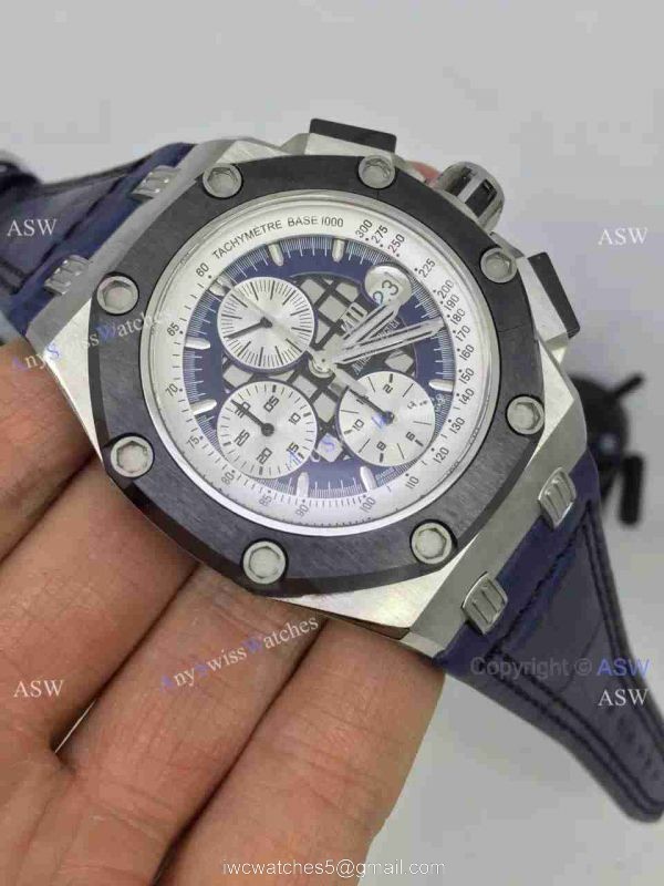Replica Swiss 7750 Movement Audemars Piguet Ruben Barrichello Blue Leather Watch 1