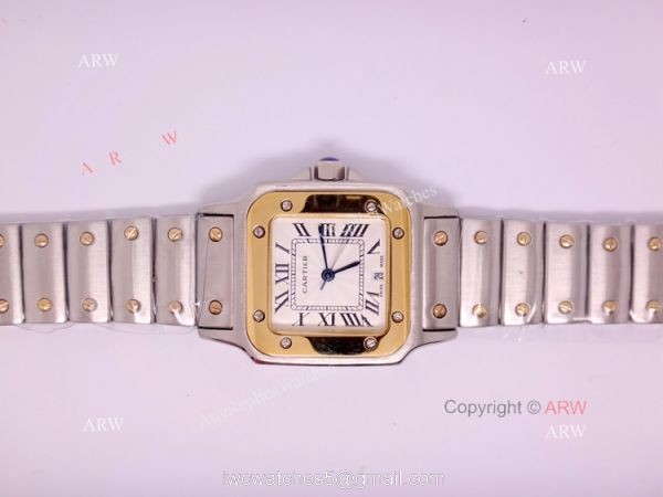 Replica 2-Tone Cartier Santos Mens Quartz Watch 29.5mm 1
