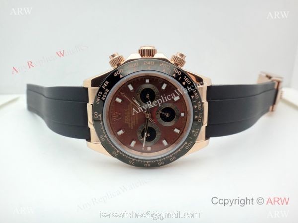 New Rolex Daytona Chocolate Replica Wath Oysterflex Rubber Strap 1