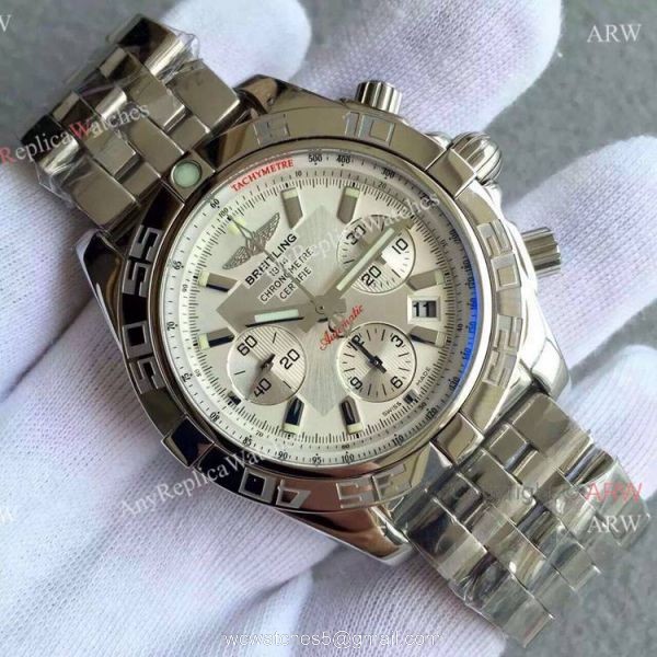 Replica Breitling Chronomat B01 SS Silver Dial Chronograph Watch 1