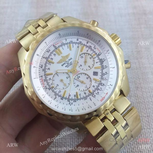 Replica Breitling Bentley Motors White Dial Yellow Gold AAA Quality 1