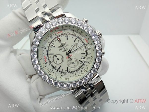 Replica Breitling For Bentley Motors Watches With Diamond Bezel Cream Chronograph Dial Watch 1
