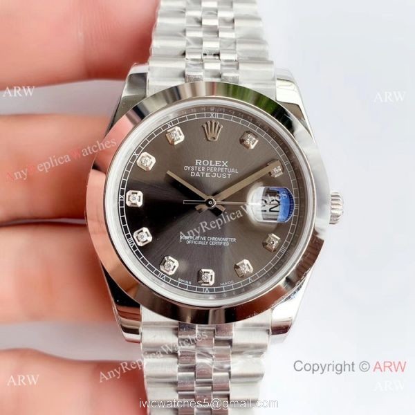 NEW Upgraded Replica Rolex Datejust II 41mm SS Grey Dial w/ Diamond Watch V3 Version 1