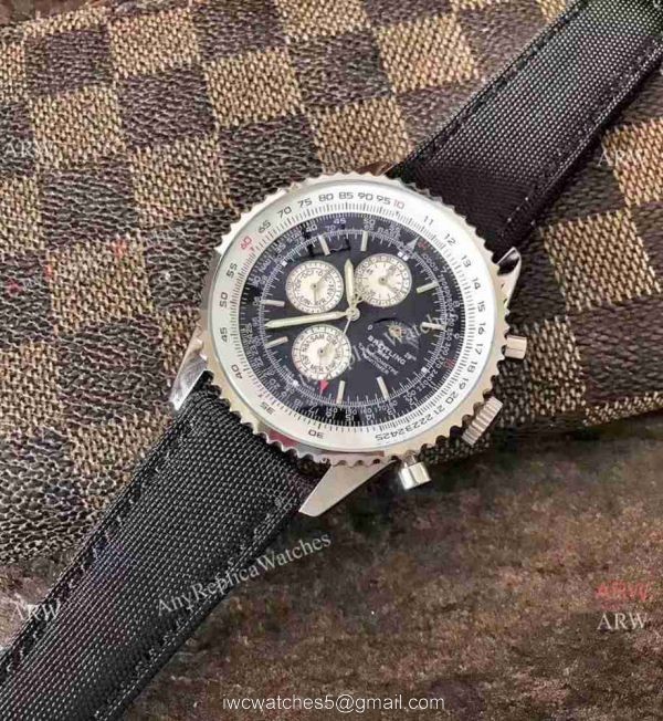 Replica Breitling Navitimer Watch White Moonphase Dial and Leather Watch Strap 1