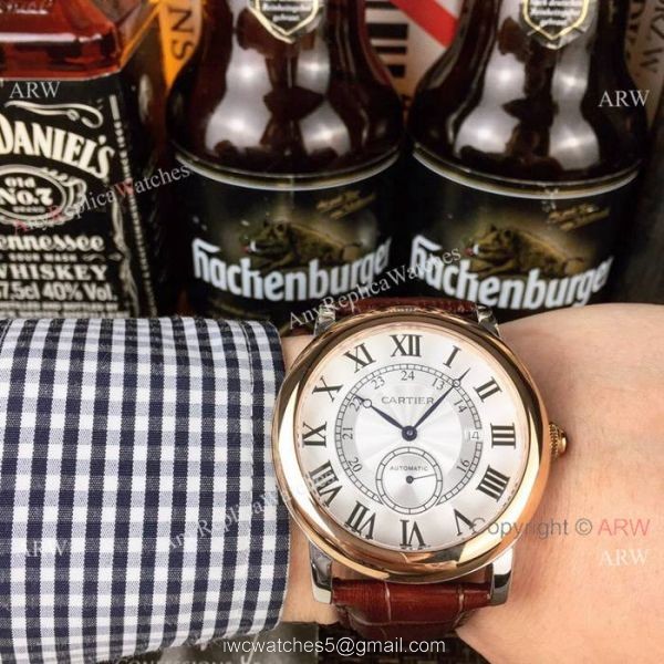 2019 Replica Cartier Ronde Solo 42mm Watches SS Black Leather Strap 1