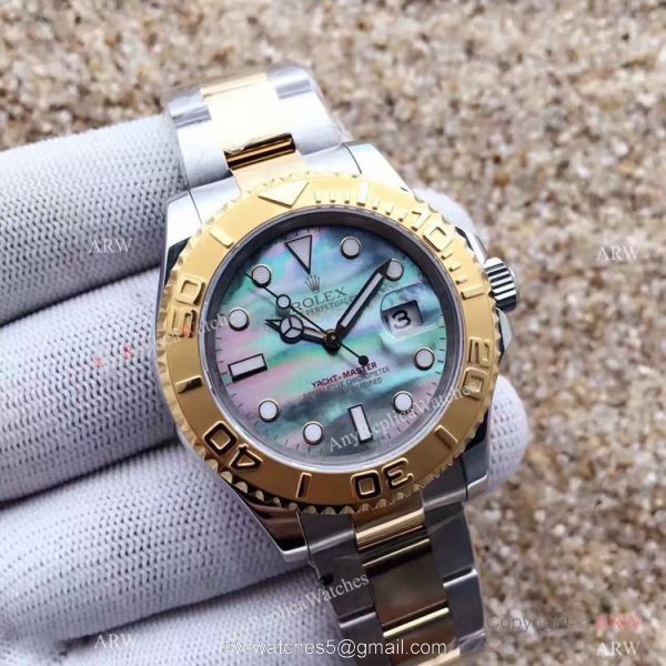 New Yacht-Master Replica Rolex Watch 2-Tone White MOP watch 1