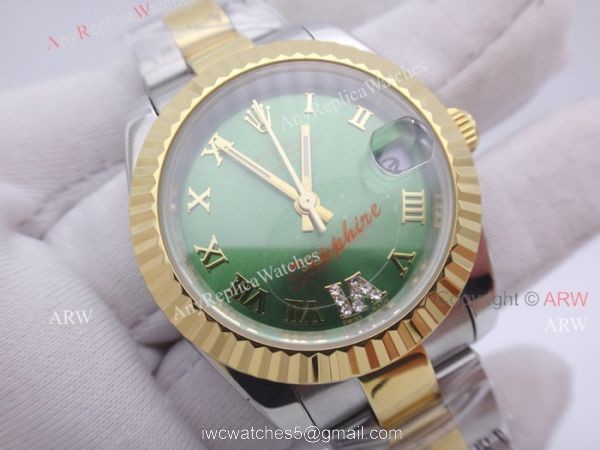 BLACK FRIDAY SALE Rolex Datejust 31mm Watch Diamond VI 2 Tone Olive Green Face Rolex 1