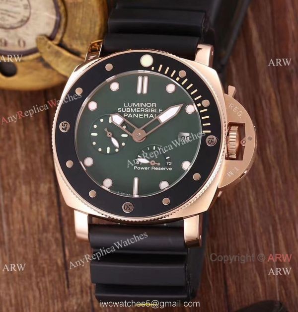 Newest Copy Panerai Luminor Submersible Power Reserve Watch Green Face 1