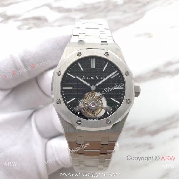 Audemars Piguet Replica Royal Oak Tourbillon 41mm Watch Stainless Steel Black Dial For Man 1
