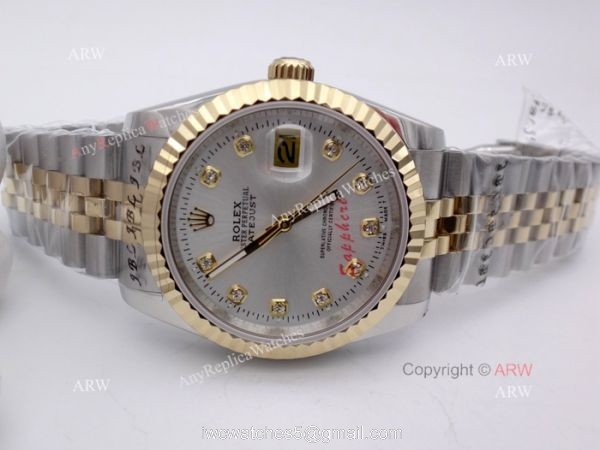 Rolex Datejust 2-Tone Jubilee Silver Diamond 36mm Watch Rolex 16233 Fake Watch 1