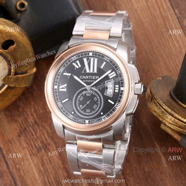 High Quality Replica Cartier Calibre de Cartier 2 Tone Rose Gold Watches 1
