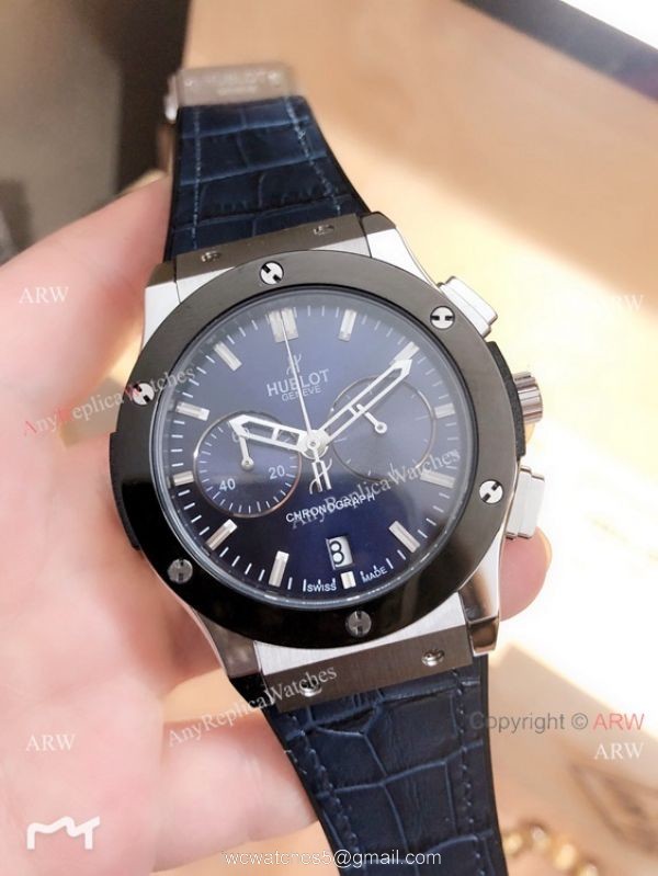 New Replica Hublot Classic Fusion Chrono Watches Black Bezel Black Rubber Band 1