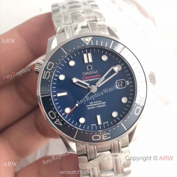 AAA Swiss Omega Seamaster James Bond Watch SS Blue Dial Blue Ceramic 1
