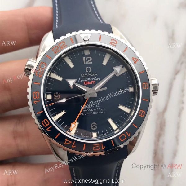 New Version Swiss Omege Seamaster 600m GMT Blue Rubber SS Watch 1