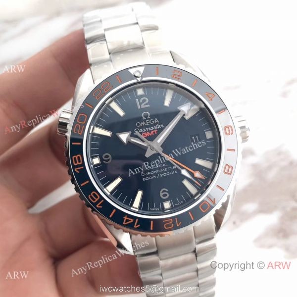 New Version Of Omega Seamaster GMT Swiss 8605 Replica Watch Dark Blue Ceramic 1