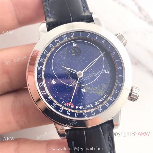 Swiss Replica Patek Philippe 6102P Sky Moon Celestial Stainless Steel Watch 1