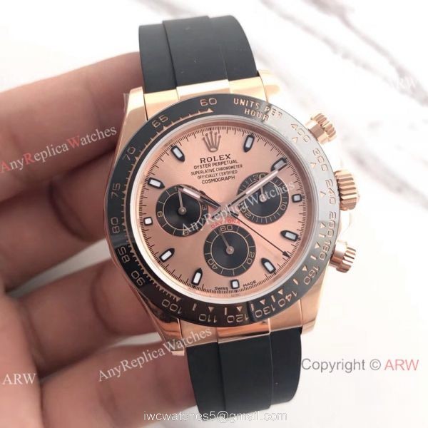 Swiss Grade Rolex Daytona Rose Gold Black Rubber Watch AR Factory 1