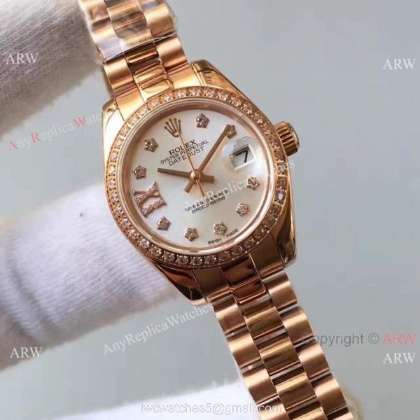 Rose Gold Rolex Datejust Rolex Replica Presidential Diamond Watch 1