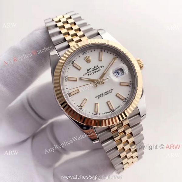 (EW) AAA Rolex Datejust 2 2-Tone White Dial 41mm Replica Watch ETA3255 1