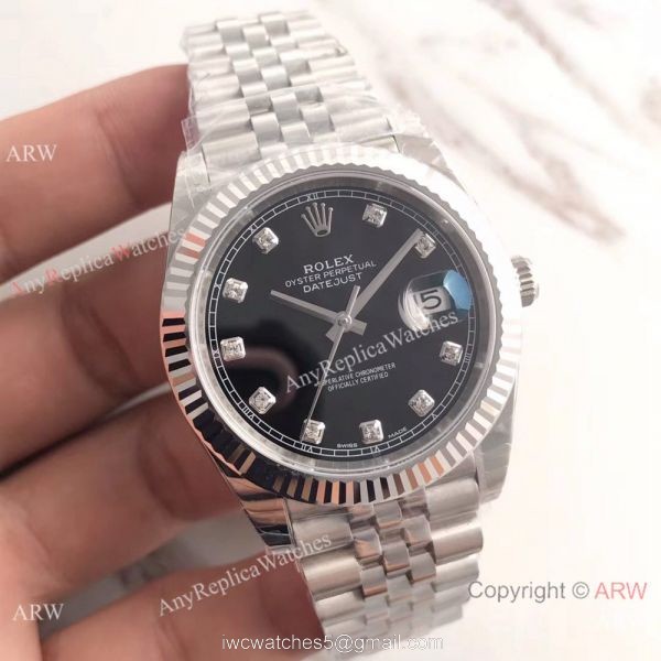 (EW) Copy Rolex Jubilee Datejust II Diamond Watch Black Dial ETA3255 1