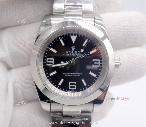 Rolex Explorer Men 40mm Watch Black Face Stainless Steel Replica Watch 1