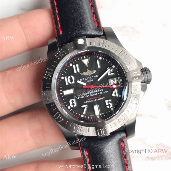 Replica Swiss Breitling Avenger 2 Seawolf Watch Black Arabic Dial 1