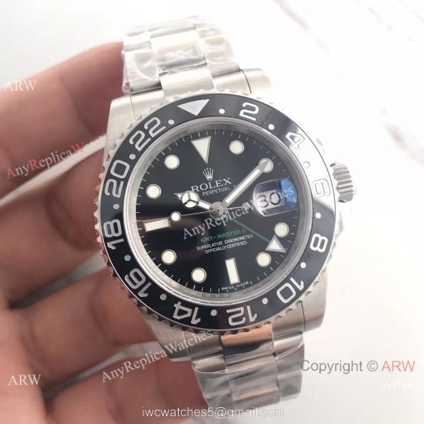 NEW UPGRADED Replica Rolex GMT Master II SS Black Ceramic Watch 1