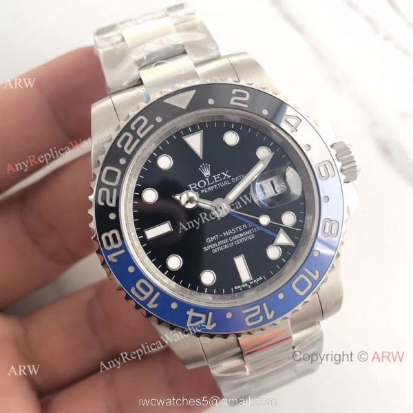 NEW UPGRADED Replica Rolex GMT-Master II SS Watch Black&038;Blue Ceramic 40mm 1