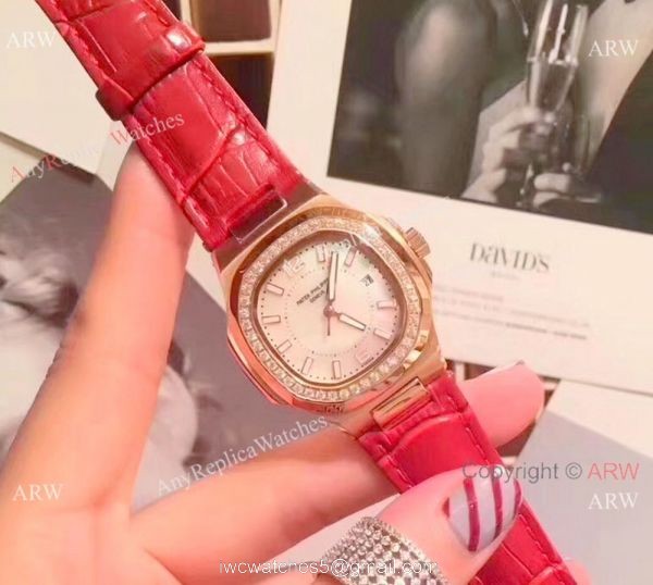 Best Quality Patek Philippe Nautilus Womens Rose Gold Diamond Watch 1