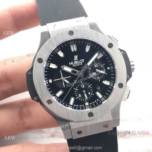 New Replica Hublot Big Bang 44mm Watch SS Black Dial 4100 Swiss Grade 1