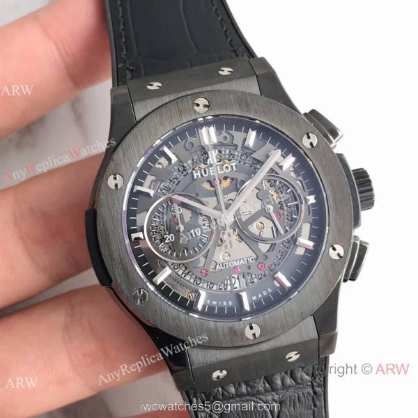Swiss Hublot Big Bang Black Skeleton Dial Mens Watch Copy 7750 Valjoux 1