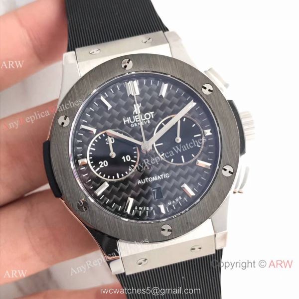 Swiss Copy Hublot Big Bang Classic Fusion Watch SS Black Carbin-fiber Dial 1