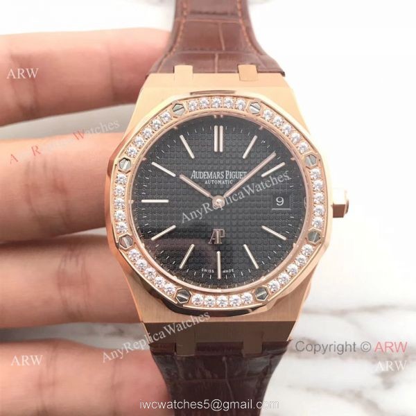 JH Factory Replica Audemars Piguet Jumbo Extra Thin Rose Gold Diamond AP Watch 39MM 1