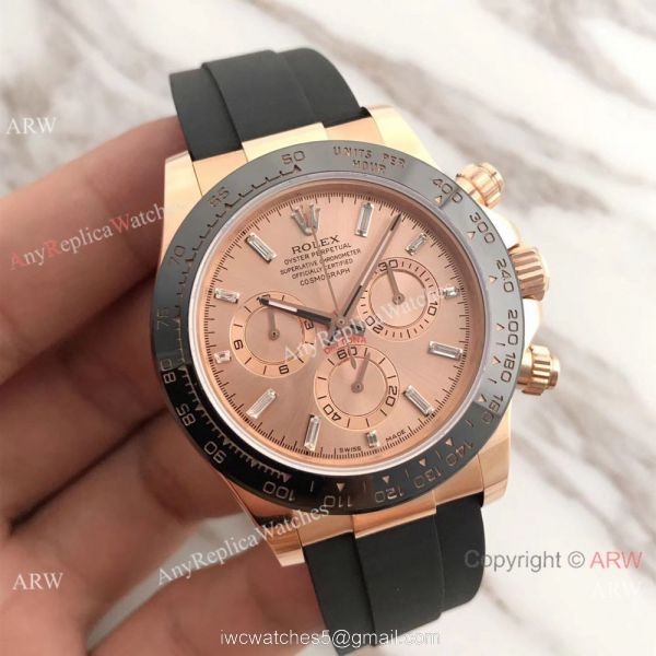 Swiss Grade Rolex ?R Cosmograph Daytona Watch Rose Gold Diamond Dial 1