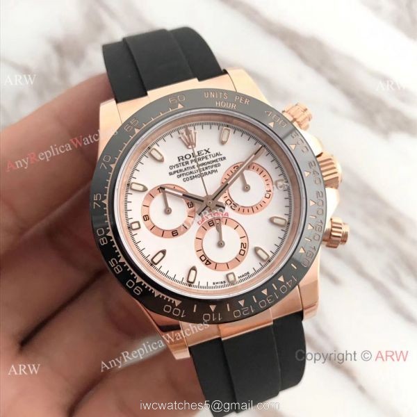AR Factory SWISS ROLEX DAYTONA 4130 Watch Rose Gold White Face 1