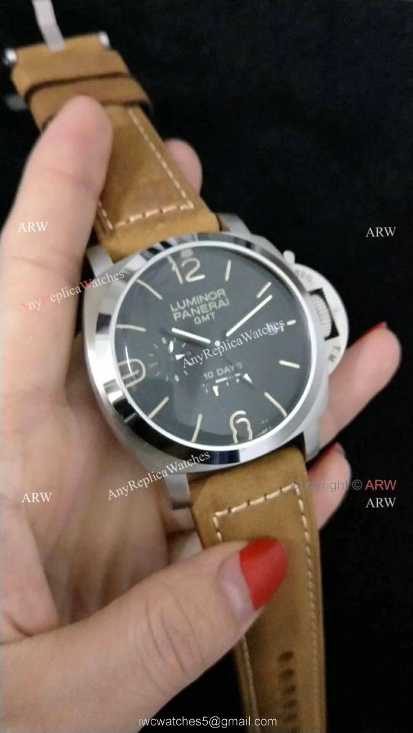 AAA Replica Luminor Panerai 10-Days GMT PAM 533 Watch Brown Leather Band 1