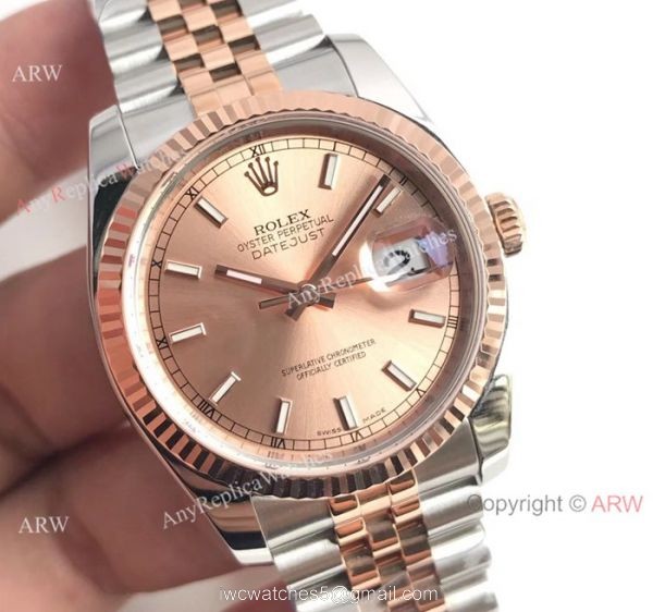 Super Clone 3135 Rolex Datejust Two Tone Rose Gold Jubilee Watch 36mm 1