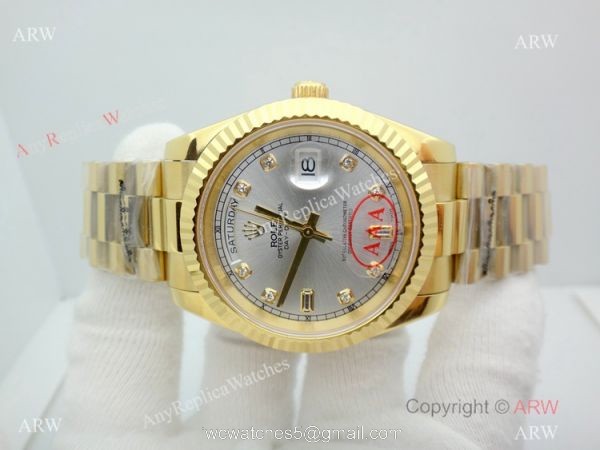 Replica Rolex Day Date Yellow Gold President Diamond Hour Marker Mens Watch 40mm 1
