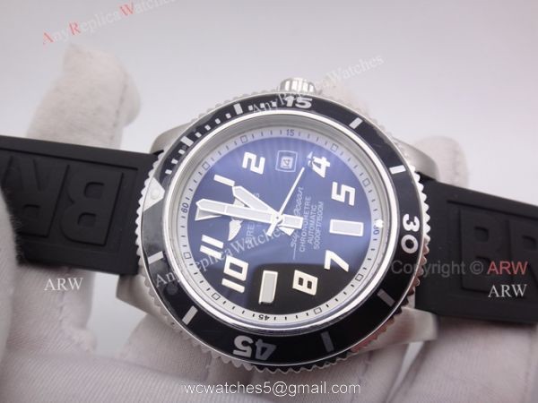 High Quality Replica Breitling Superocean Abyss Black Dial Black Rubber Strap Watch 1