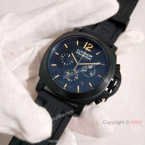 High Quality Panerai Daylight 44mm Watch All Black Chronograph Face 1