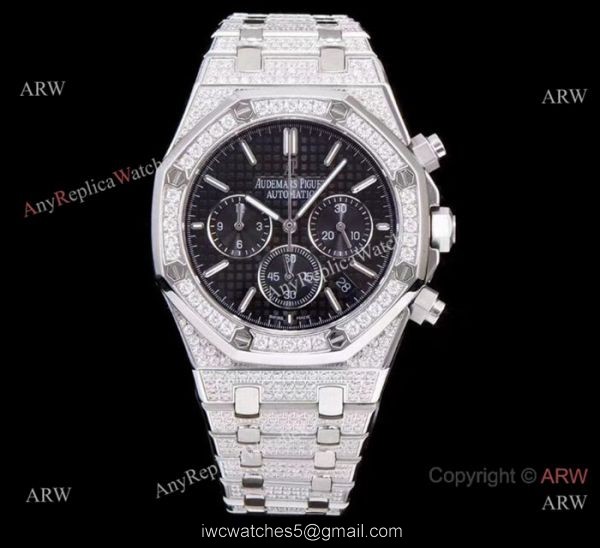 AAA Replica Audemars Piguet Ice Royal Oak Stainless Steel Blue Chronograph Watch 1