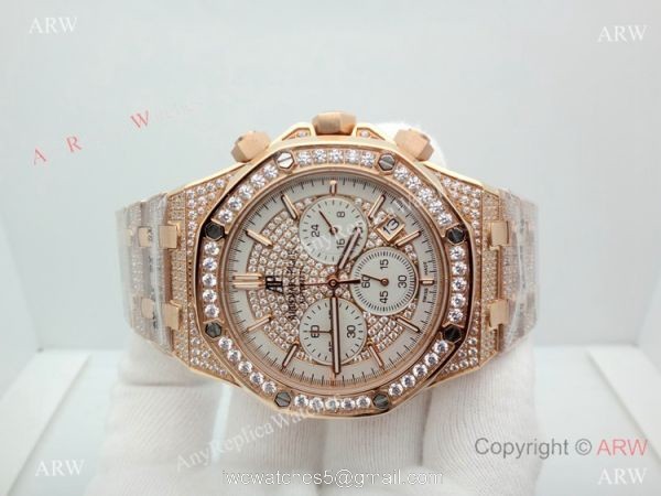 AAA Replica Audemars Piguet Royal Oak Rose Gold diamond Watches 41mm 1