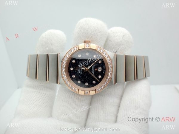 Omega Constellation Two Tone Rose Gold Sky Moon Dial Watch 1