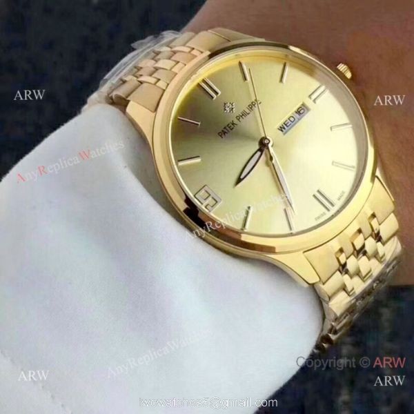 Copy Patek Philippe Calatrava 2-Tone Rose Gold Lovers Watch 1