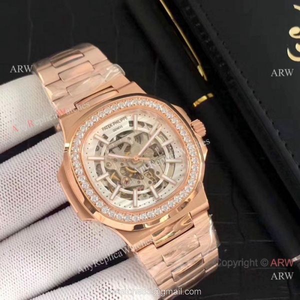 Newest Replica Patek Philippe Nautilus Watches Rose Gold Hollow 1