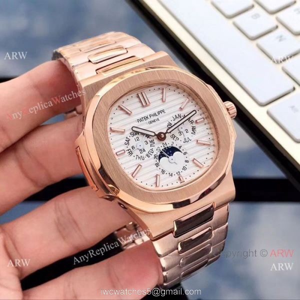 Patek Philippe Moonphase Replica Rose Gold Annual Calendar Watches 1